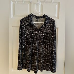 Jones New York Monochrome Patterned Blouse